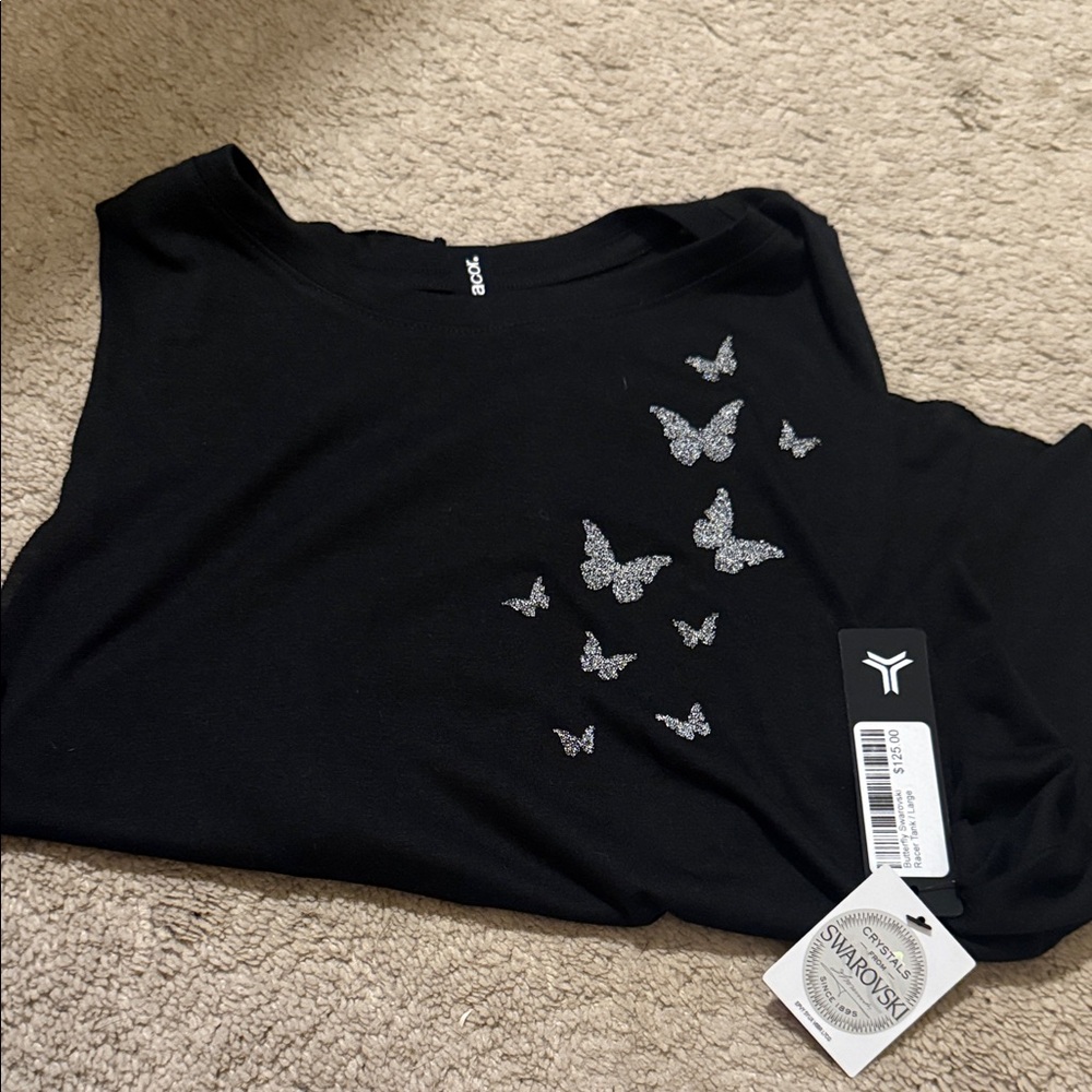 Ultracor Swarovski Black Tank Top with Butterfly Design